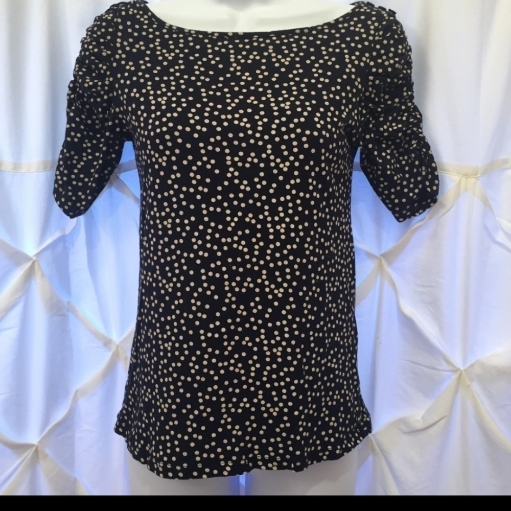 Anthropologie Little Yellow‎ Button Polka Dot Top